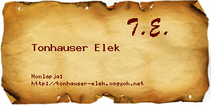 Tonhauser Elek névjegykártya